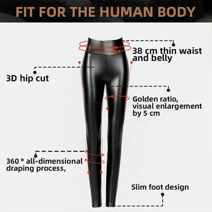 S-shaped PU Leather Leggings